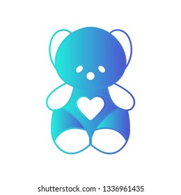 Teddy Bear icon flat - Illustration isolated vector sign