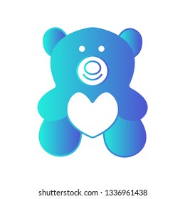 Teddy Bear icon flat - Illustration isolated vector sign