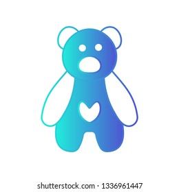 Teddy Bear icon flat - Illustration isolated vector sign
