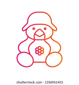 Teddy Bear icon flat - Illustration isolated vector sign