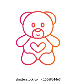 Teddy Bear icon flat - Illustration isolated vector sign