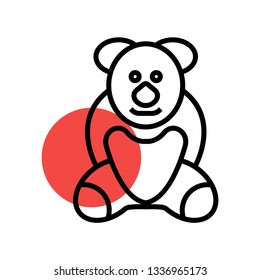 Teddy Bear icon flat - Illustration isolated vector sign