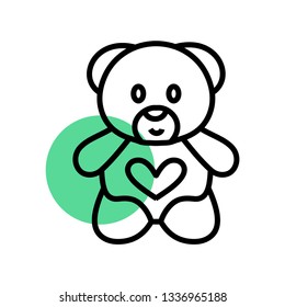 Teddy Bear icon flat - Illustration isolated vector sign