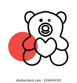 Teddy Bear icon flat - Illustration isolated vector sign
