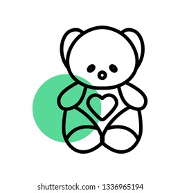 Teddy Bear icon flat - Illustration isolated vector sign
