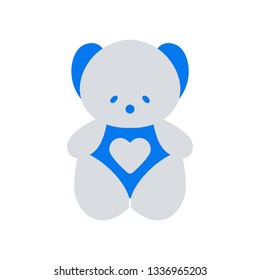 Teddy Bear icon flat - Illustration isolated vector sign