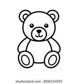 Teddy bear icon flat outline in black