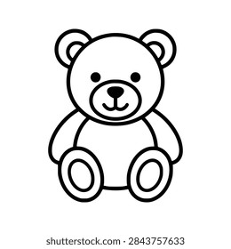Teddy bear icon flat outline in black