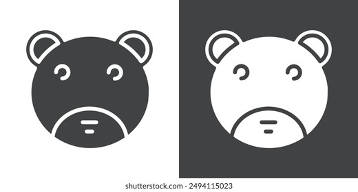 Teddy bear icon Flat set in black and white color outline vector