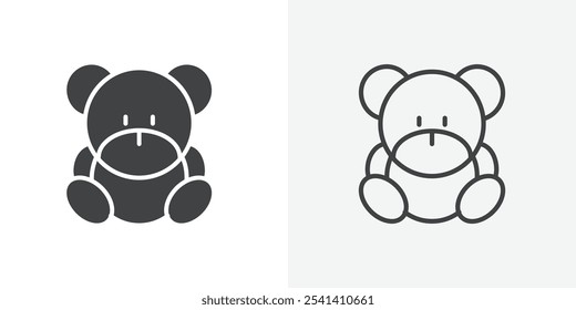 Icono de oso de peluche plano y diseño de conjunto simple