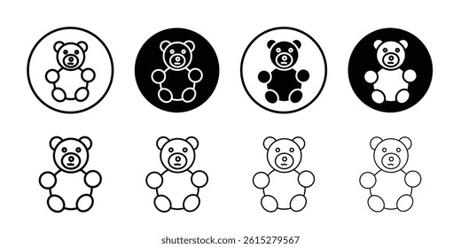 Teddy bear icon Flat simple outline set