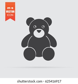 Teddy bear icon in flat style isolated on grey background. For your design, logo. Vector illustration.