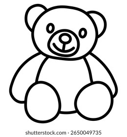 teddy bear icon flat thin outline art logo