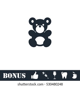 Teddy Bear icon flat. Vector illustration symbol and bonus pictogram