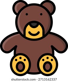 diseño de ilustración de icono de oso de peluche con contorno relleno, esto no está hecho de ninguna generación de IA