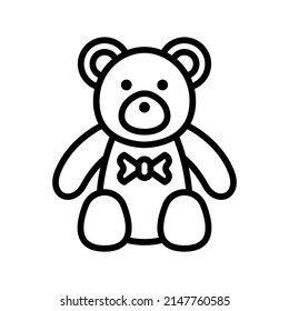 Teddy Bear Icon. Line Art Style Design Isolated On White Background