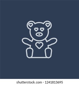 Teddy bear icon. Teddy bear linear design concept from Birthday and Party collection. Simple element vector illustration on dark blue background.