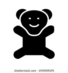 icono de oso de peluche o logotipo símbolo de signo aislado ilustración vectorial - iconos vectoriales de estilo negro de alta calidad
