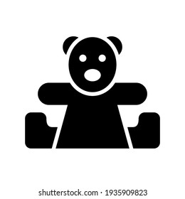 Teddybär-Symbol oder Logo einzeln auf Zeichen, Vektorgrafik - hochwertige Vektorsymbole im schwarzen Stil
