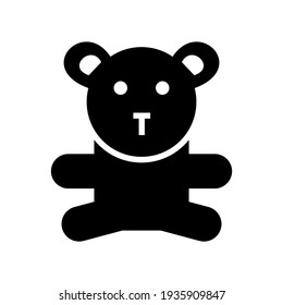 icono de oso de peluche o logotipo símbolo de signo aislado ilustración vectorial - iconos vectoriales de estilo negro de alta calidad
