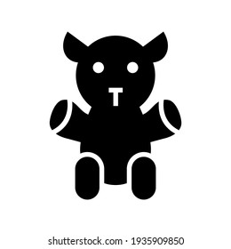 icono de oso de peluche o logotipo símbolo de signo aislado ilustración vectorial - iconos vectoriales de estilo negro de alta calidad
