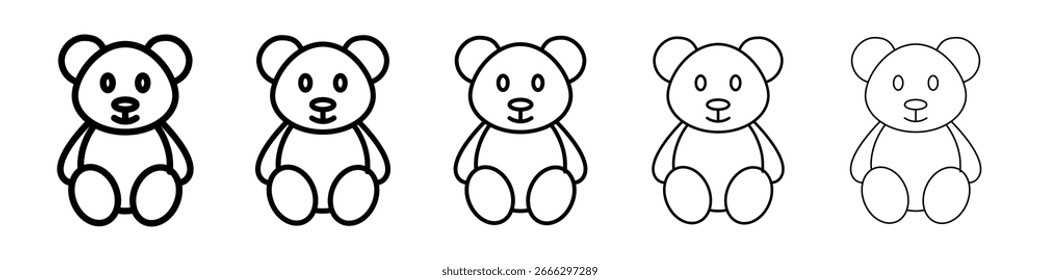 Logotipo de icono de oso de peluche en líneas de trazo colección