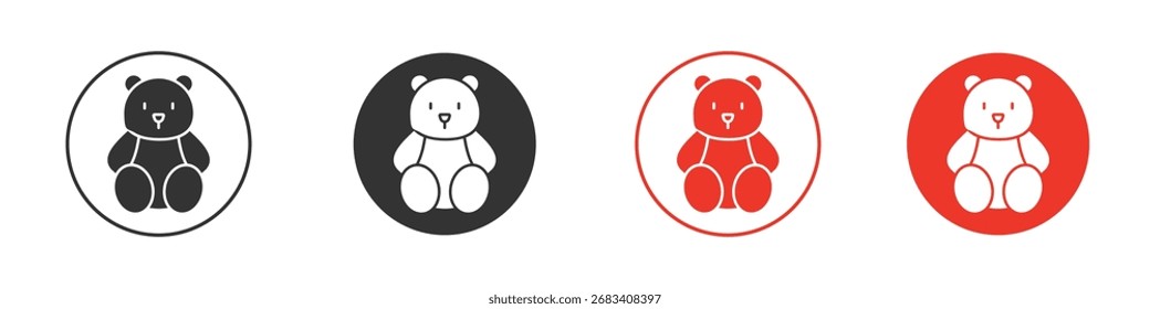 Logos de icono de oso de peluche. Plantilla de diseño de icono de Vector plano