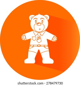 teddy bear icon with long shadow, vector