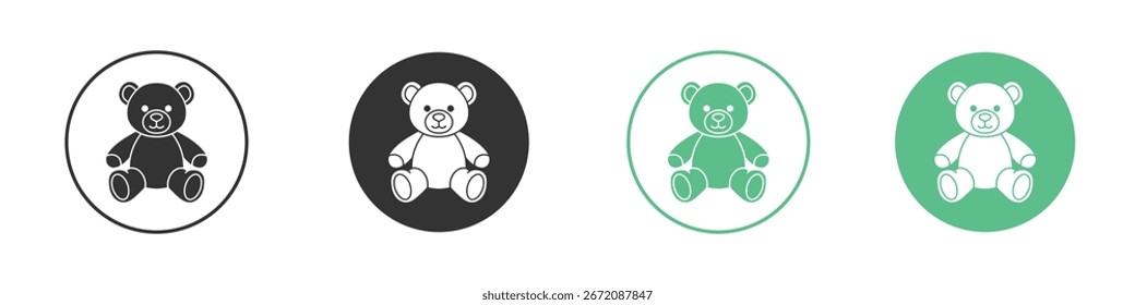 Icono de oso de peluche Minimal Flat Line Vector Icon Set.