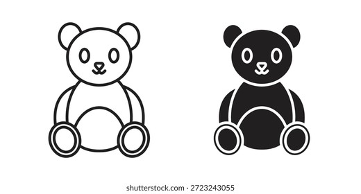 Esquema del icono del oso de peluche y signo de Vector sólido, pictogramas lineales