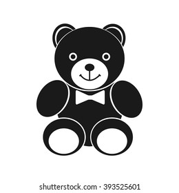 Teddy bear icon, pictogram. Black icon on white background. Silhouette teddy bear. Design element for websites and print. Vector illustration. Plush toy.