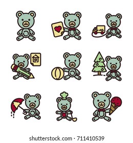 Teddy Bear Icon Set 1
