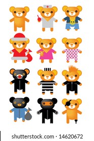 teddy bear icon set