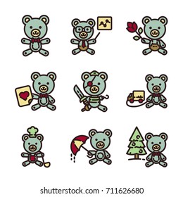 Teddy Bear Icon Set