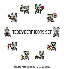 Teddy Bear Icon Set 4