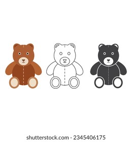 Teddy Bear Icon Set Vector Design.