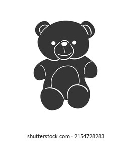 Teddy Bear Icon Silhouette Illustration. Baby Toys Vector Graphic Pictogram Symbol Clip Art. Doodle Sketch Black Sign.