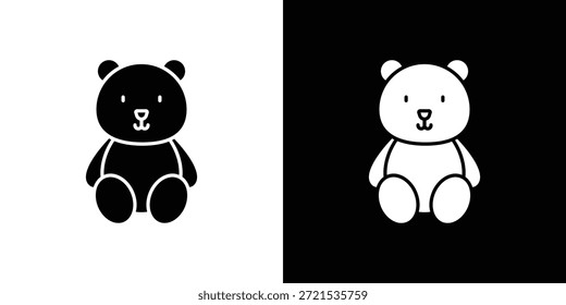 Oso de peluche icono silueta Vector plano paquete de diseño de ilustración.
