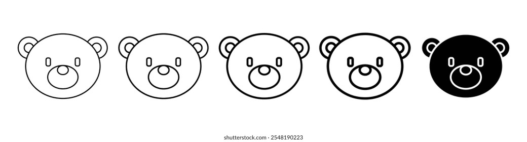 icono de oso de peluche Simple delgada línea logo conjunto