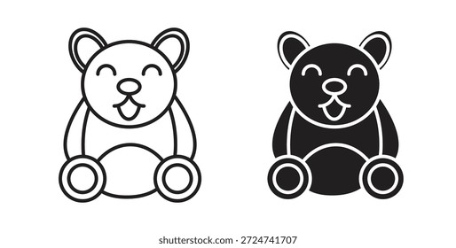 Vectores simples del icono del oso de peluche en negro, convenientes para los proyectos