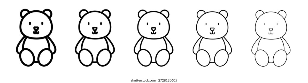 Teddy bear icon vector in editable stroke linear pictogram