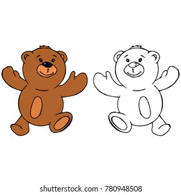 Teddy bear icon. Vector illustration of a toy teddy bear. Hand drawn funny teddy bear.
