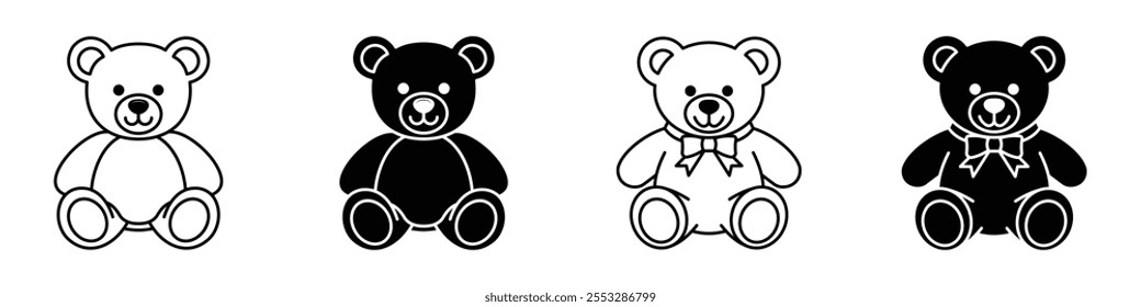 Conjunto de Vector de icono de oso de peluche. EPS10