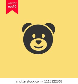 Teddy bear icon. Yellow background. EPS 10 vector flat sign.