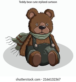 Colección de iconos de oso de peluche lindo dibujo estilizado de dibujos animados