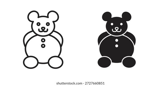 Colección de iconos de oso de peluche. Iconos planos lineales delgados y negros