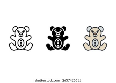 teddy bear icons isolated on White Background. Flat style design