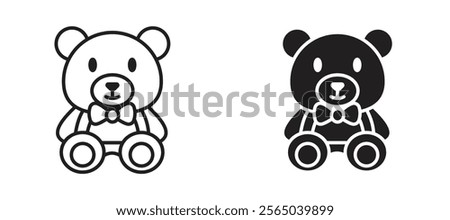 Teddy bear icons in outline and fill. vector illustration for ui.