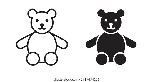 Iconos de oso de peluche. Píxel perfecto. Icono de contorno de Vector. Concepto de logotipo plano.