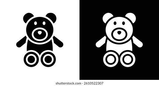 Teddy bear icons vector set in solid flat style